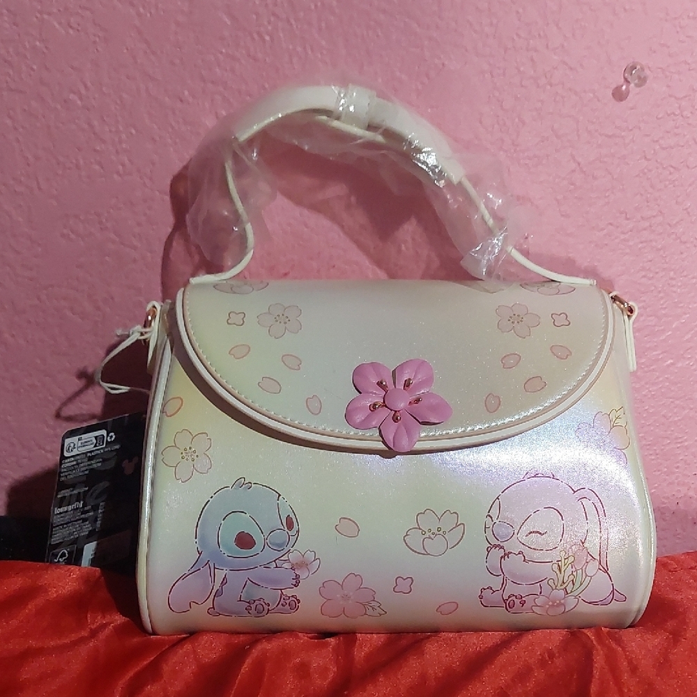 Cream and Pink Floral Women's Bag